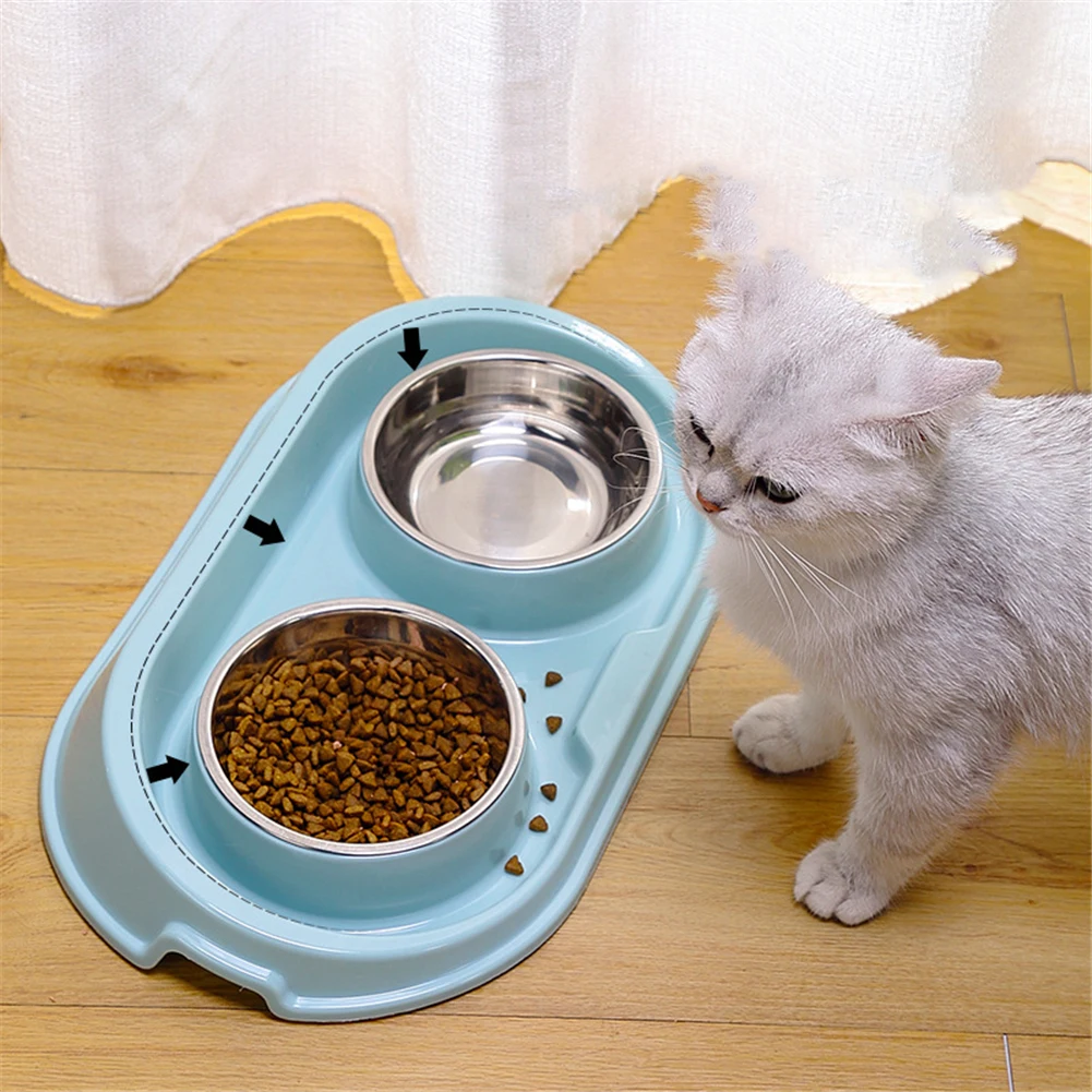 Cuenco doble antideslizante de acero inoxidable para perros, suministros de alimentación para cachorros y gatos, contenedor de almacenamiento de agua y comida, plato para beber para mascotas, alimentador - imagen 2