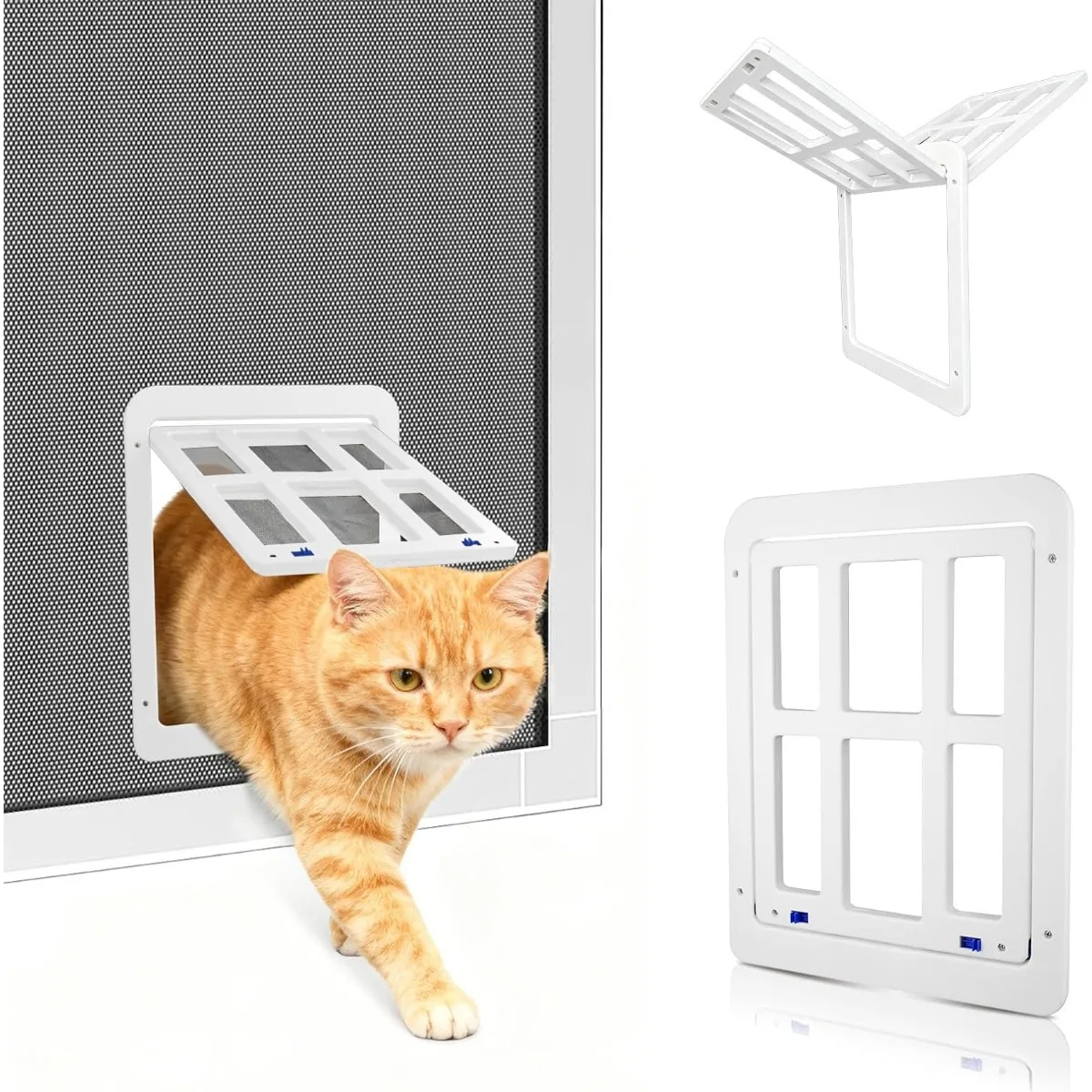 ATUBAN Puerta para gatos para puerta con pantalla, solapa magnética con cierre automático, puerta interior con pantalla para mascotas con cerradura de 10,3 x 8,3 pulgadas para puertas correderas - imagen 3