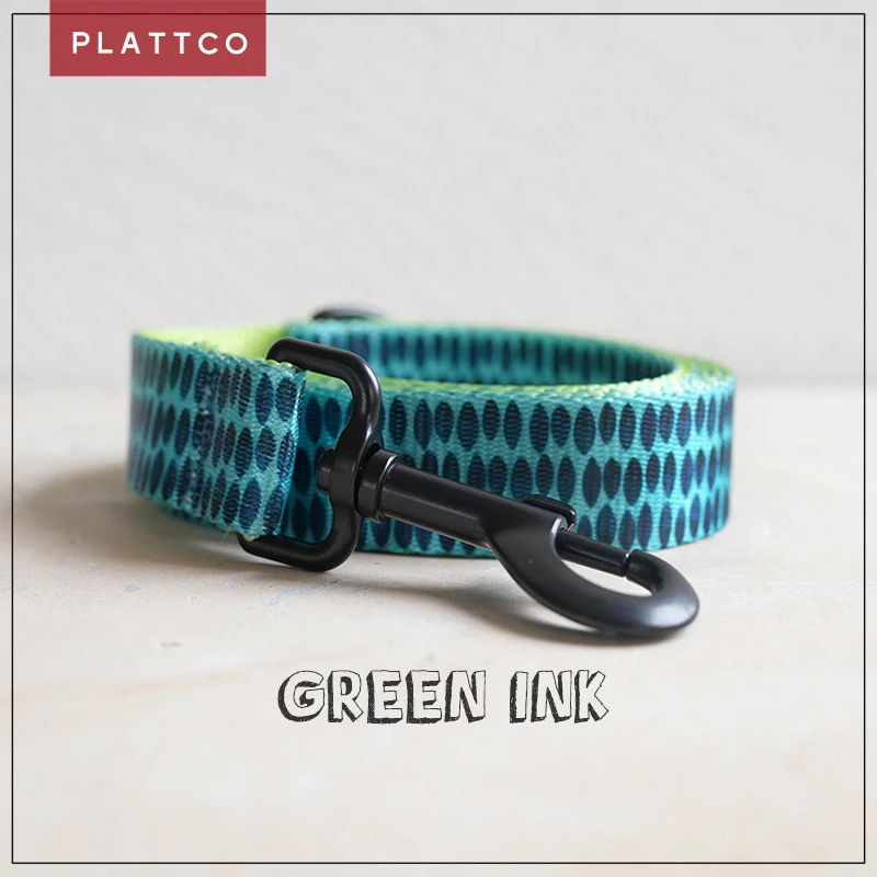 Coleira de cachorro de nylon com imitação de tinta verde PLATTCO colorida nova coleira de cachorro de tinta verde personalizada 5 tamanhos PDL320