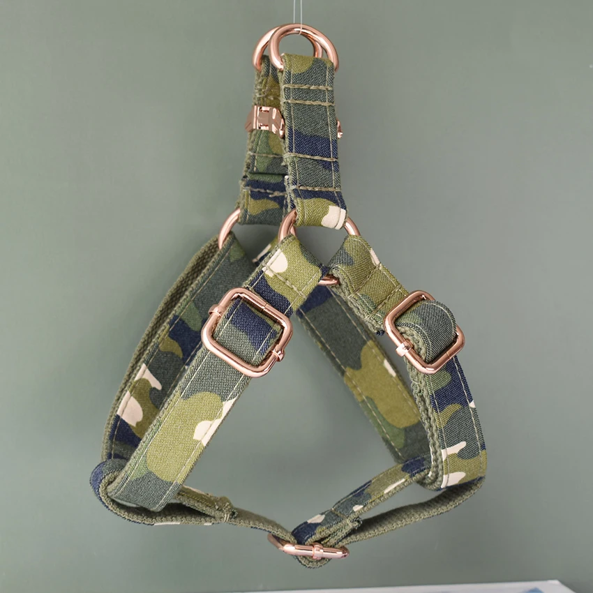Correas de pecho de perro de fondo verde militar, Camuflaje 06, correas de pecho de cachorro personalizadas, Boston Terrier, Bulldog francés