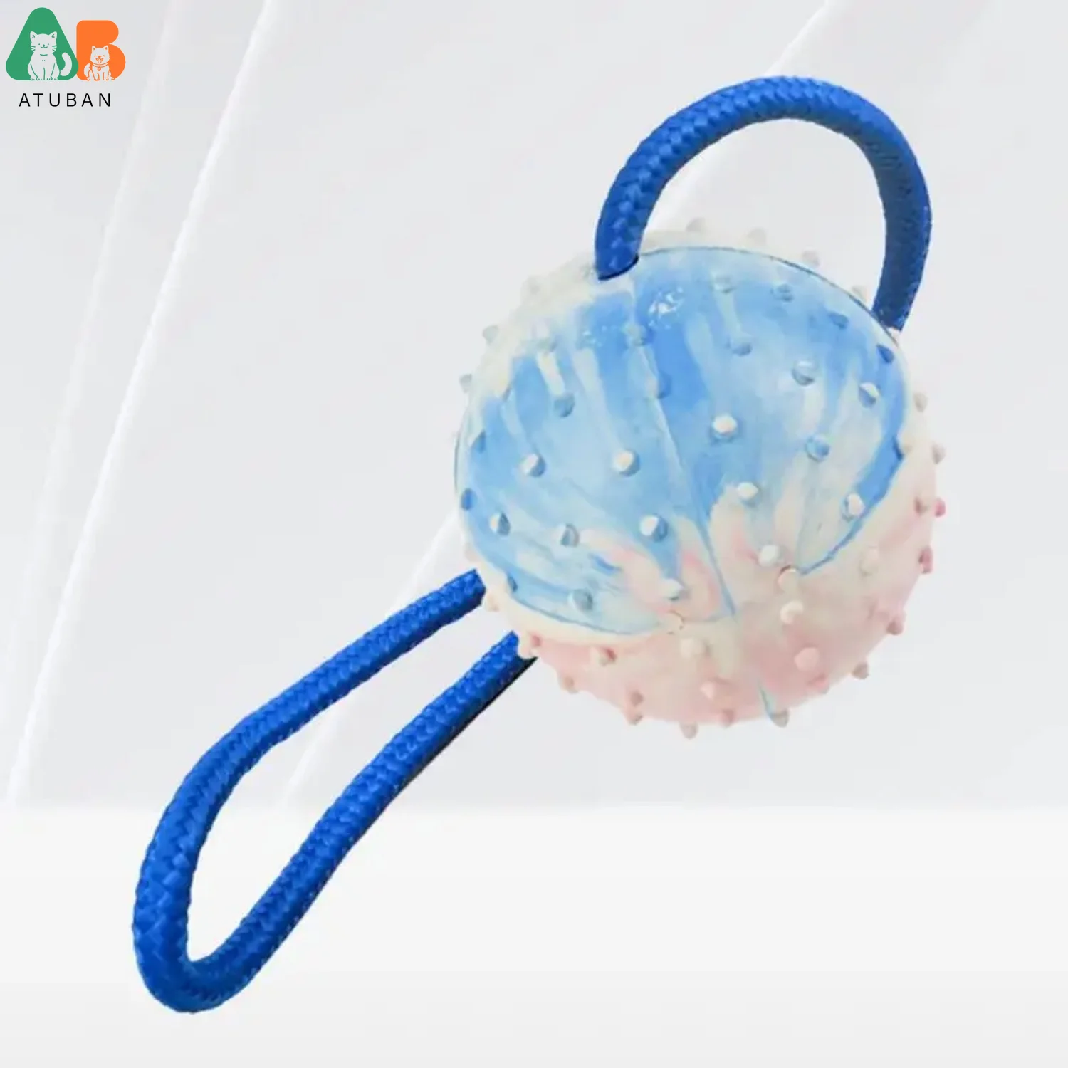 ATUBAN Pelota de entrenamiento de juguete para perros con cuerda, juguete de recompensa y remolcador de caucho natural pesado con mango de nailon, buscar perros de trabajo deportivos - imagen 4