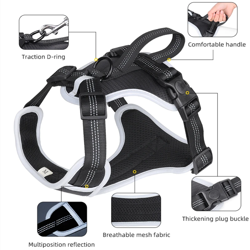 Arnés de pecho para perros medianos y grandes con chaleco reflectante - imagen 4