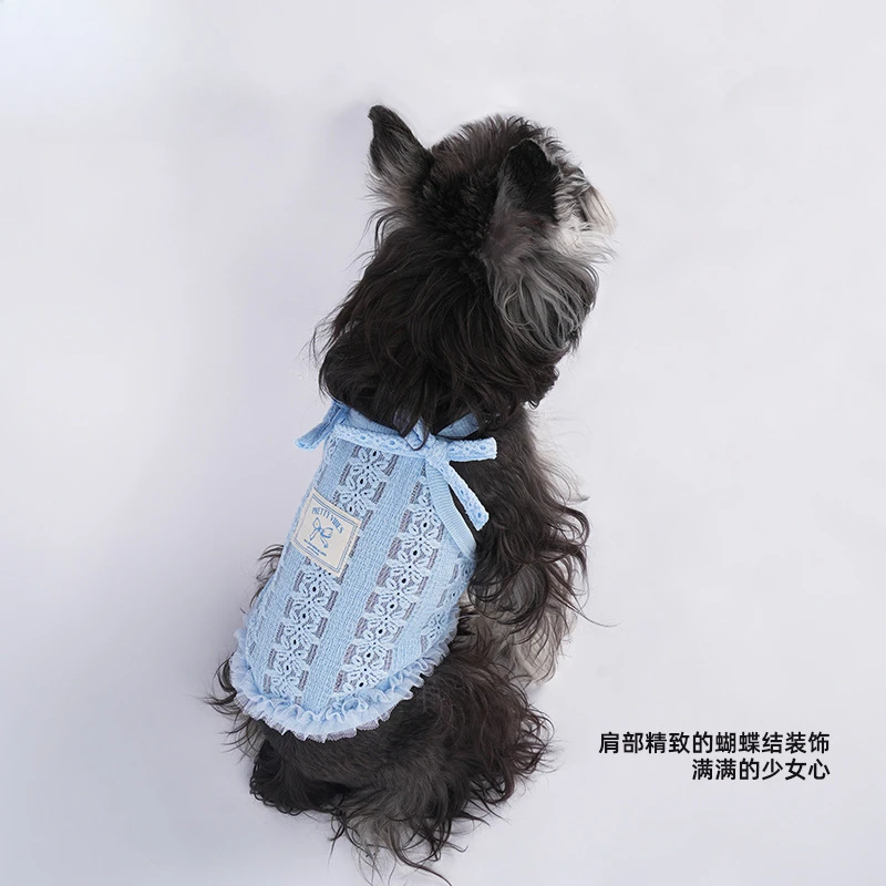 Camisola de encaje fresco para mascotas, chaleco Schnauzer Yorkshire, traje transpirable para caminar para perros dulces, ropa para cachorros, chaleco refrescante para perros - imagen 3