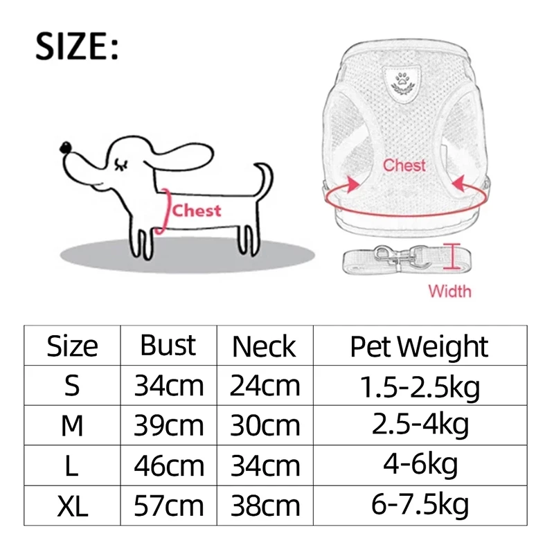 Arnés transpirable para perros y gatos – Pug, Chihuahua, Bulldog - imagen 3