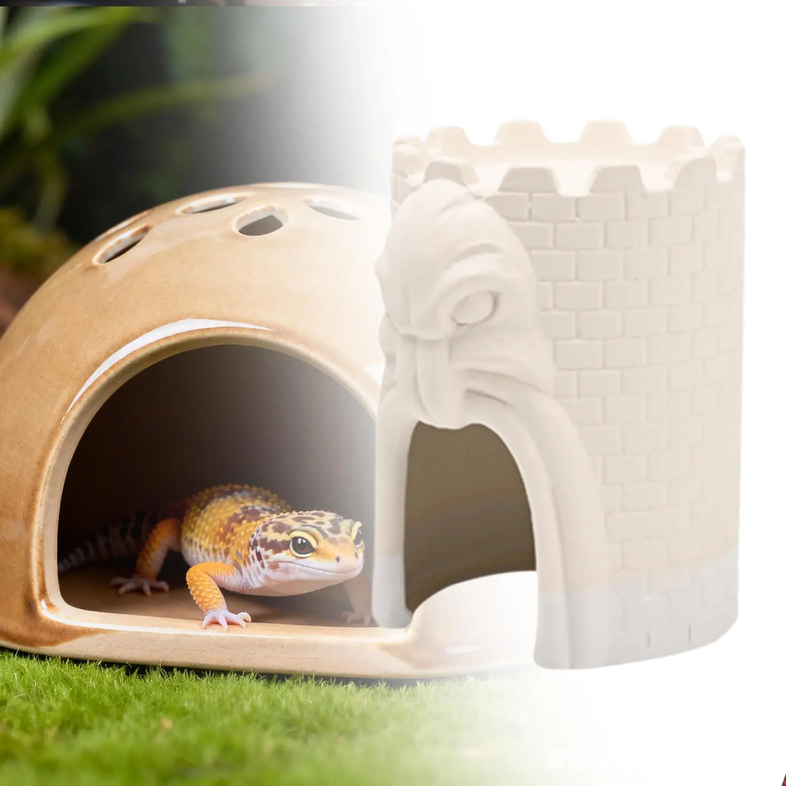 Reptile Hideout Cave Ornament Portable Easy Maintenance Decorative Landscaped Sturdy Simulation Reptile Shelter Reptiles Habitat