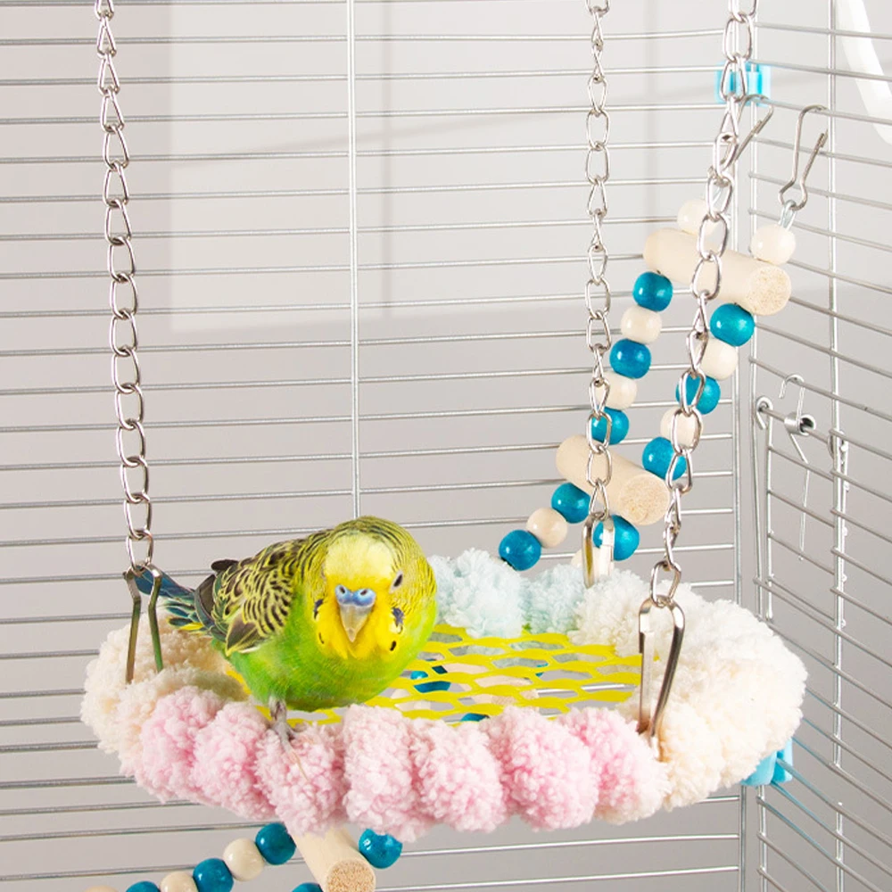 Nido de Pájaro de Color aleatorio para otoño e invierno, loro de peluche, cama colgante redonda para dormir, marco de estación para Animal PEQUEÑO, jaula para loros y pájaros - imagen 5