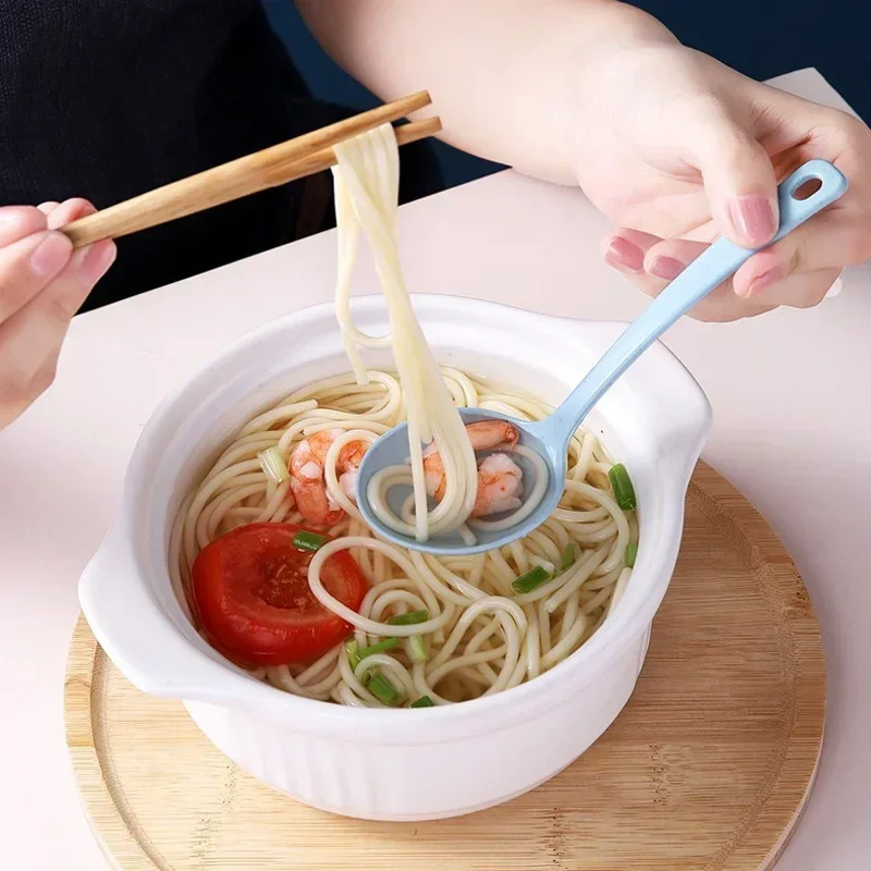 Cuchara de tallo de trigo, cucharadas, utensilios para el hogar, cuchara de plástico, sopa grande, gachas largas, cuchara para cena de arroz, herramientas de cocina, 5 uds. - imagen 3