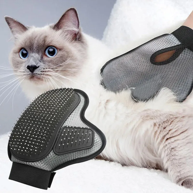 Guantes de masaje para baño de mascotas, peine para el pelo para despolluffar perros y gatos, deshedding de pelo de piel, peines suaves y eficientes, productos de masaje para el baño de mascotas