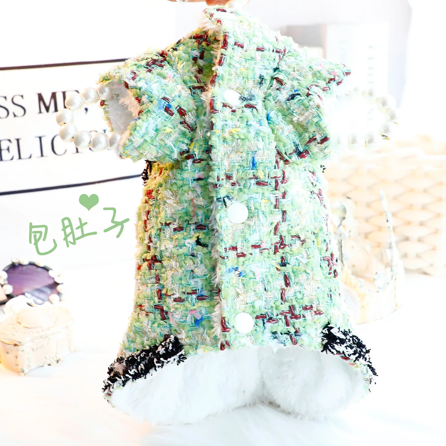 Vestido de princesa clásico verde de otoño e invierno para perros pequeños, ropa de fiesta para perros pequeños para peluche, Bichon Frise, Schnauzer - imagen 4