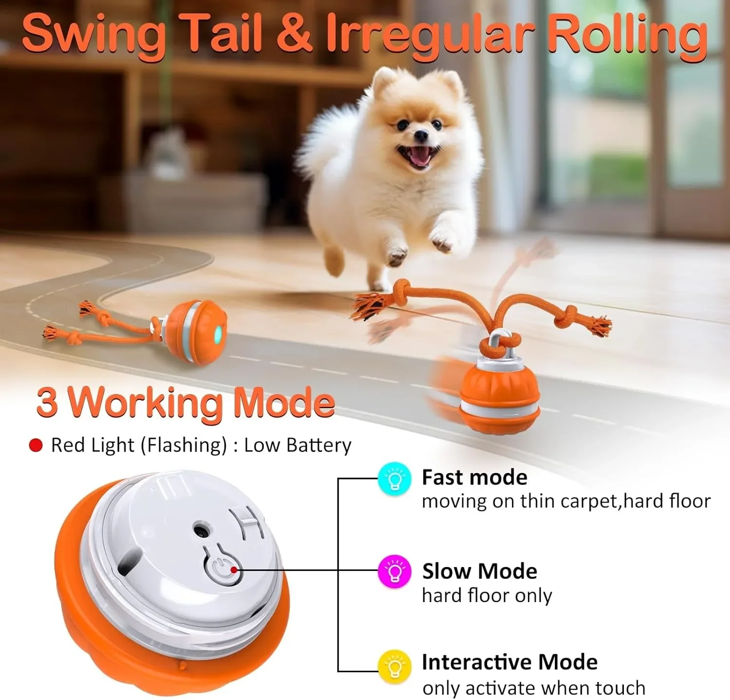 Pelota interactiva con movimiento para perros, recargable USB - imagen 2