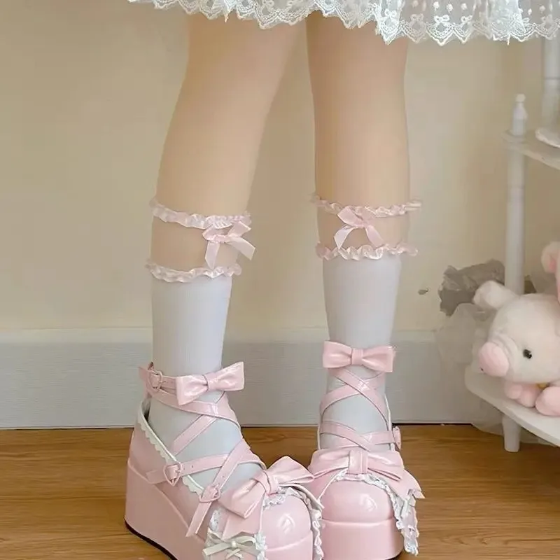 Zapatos Mary Jane para perro Lolita con plataforma y lazo - imagen 2