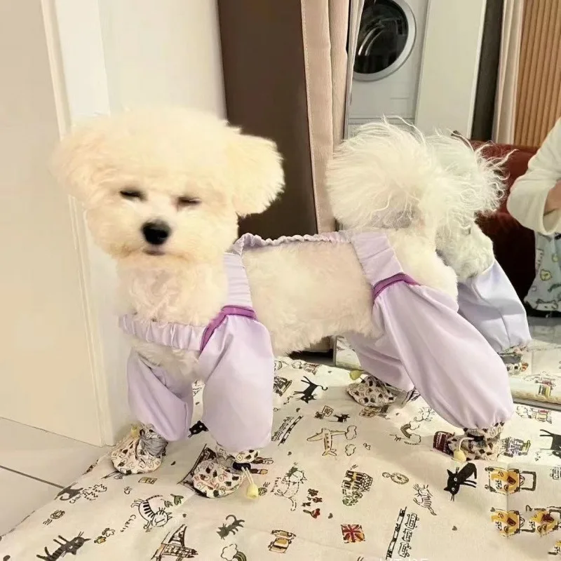 Monos para perros, primavera, verano y otoño, pantalones antipolvo, pantalones de 4 patas a prueba de insectos para perros, productos para mascotas, suministros, accesorios de tela - imagen 3