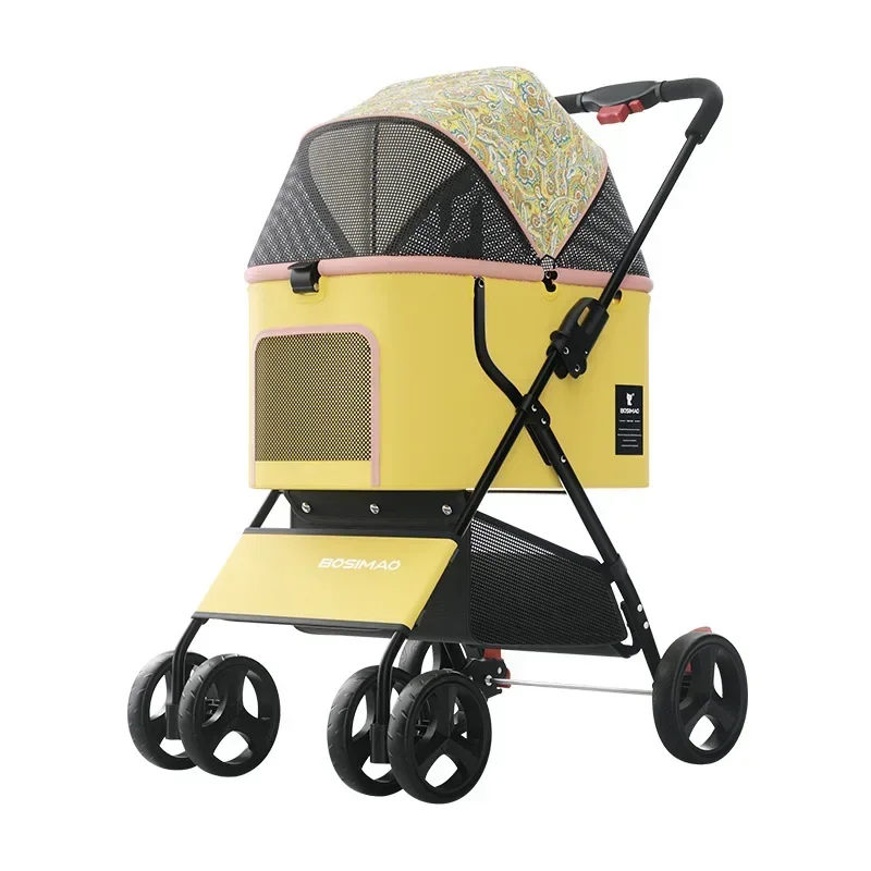 Carro integrado para mascotas, perros pequeños y medianos, ligero, plegable, Teddy Corgi, carrito para caminar para perros, cochecito para gatos, transportador para mascotas