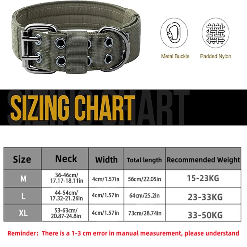 Collar militar ajustable para perros medianos y grandes con anillo D - imagen 3