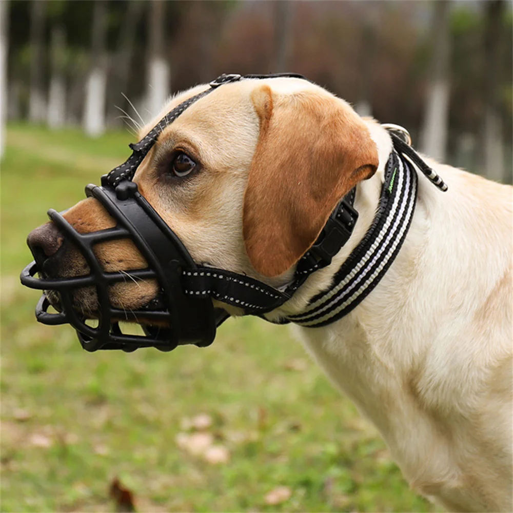 Medium sized and Large Silicone Dog Muzzles Reflective Adjustable Pet Mask Bulldog Golden Retriever Big Dog Accessories Supplies - imagen 5