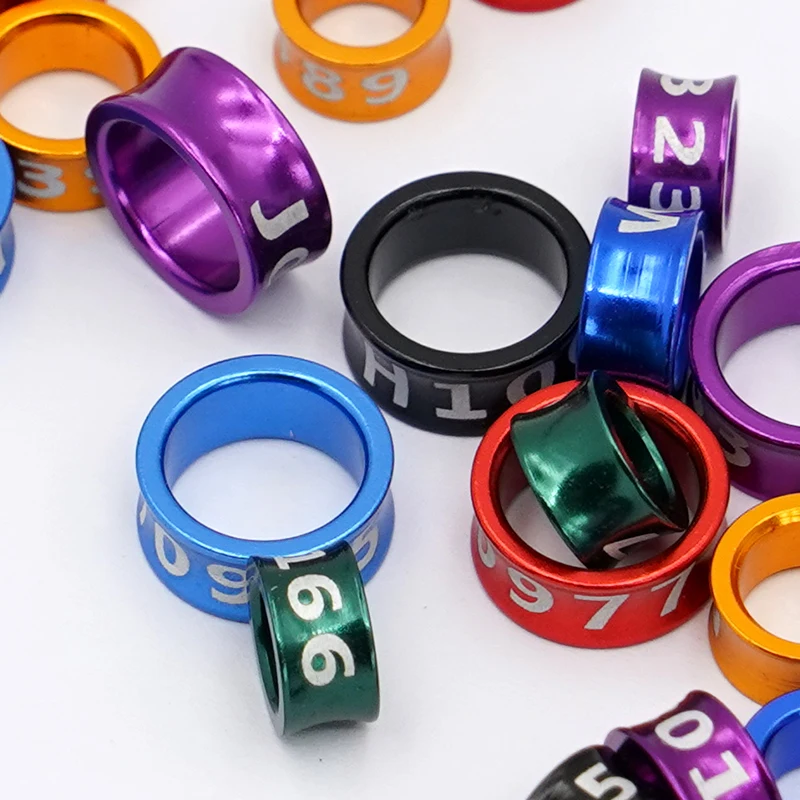 10 Uds. Anillos de aluminio para pies de Paloma, anillos para piernas de loro, identificación de alimentación de loros y pájaros, herramientas de entrenamiento de vuelo al aire libre, suministros para aves - imagen 5