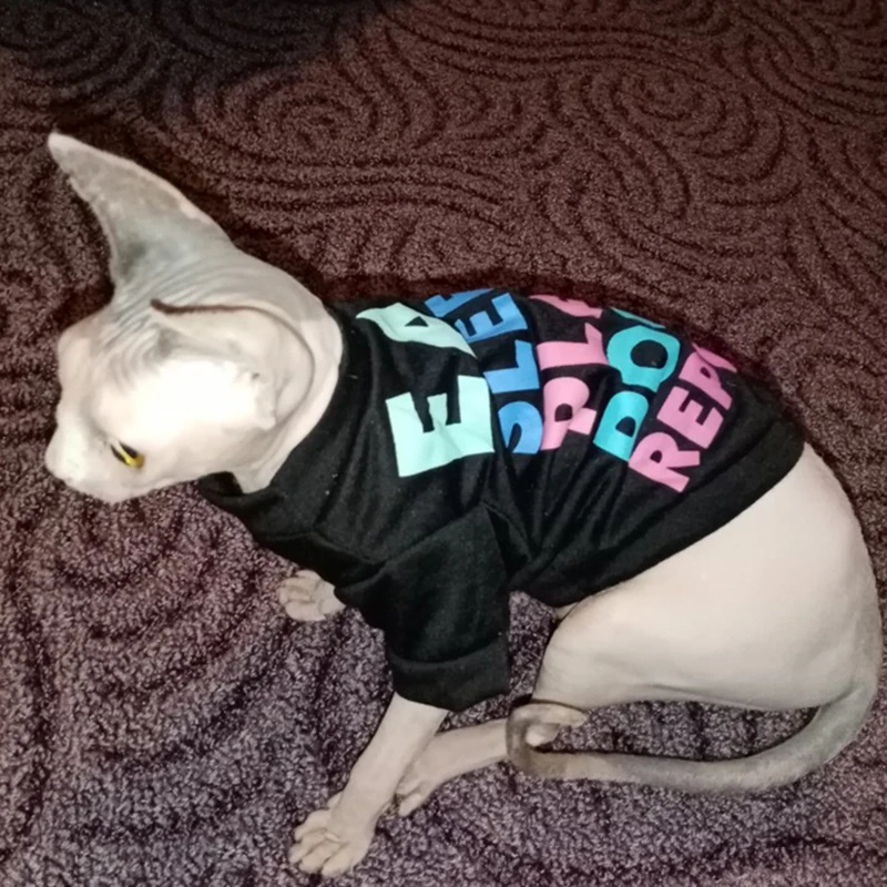 Camiseta con estampado de moda para gatos y cachorros, chaleco acogedor de algodón, ropa de verano para mascotas para gatos, perros pequeños, Sphynx Ragdoll, ropa para gatitos