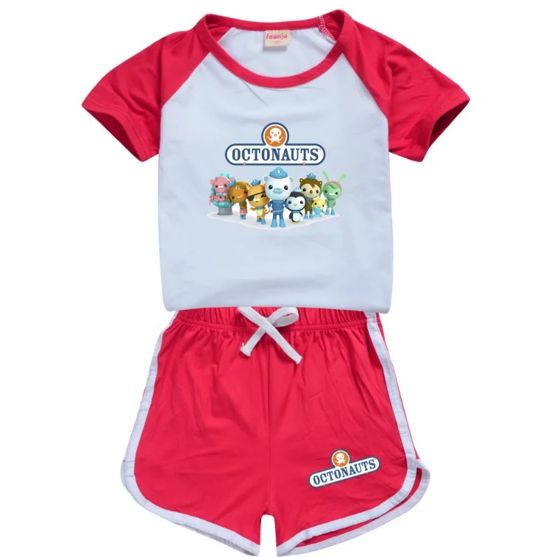 Niños Octonautas dibujos animados Anime verano transpirable camisetas + Pantalones cortos 2 uds trajes 2-14 años niños niñas trajes niños conjuntos de ropa regalo - imagen 3
