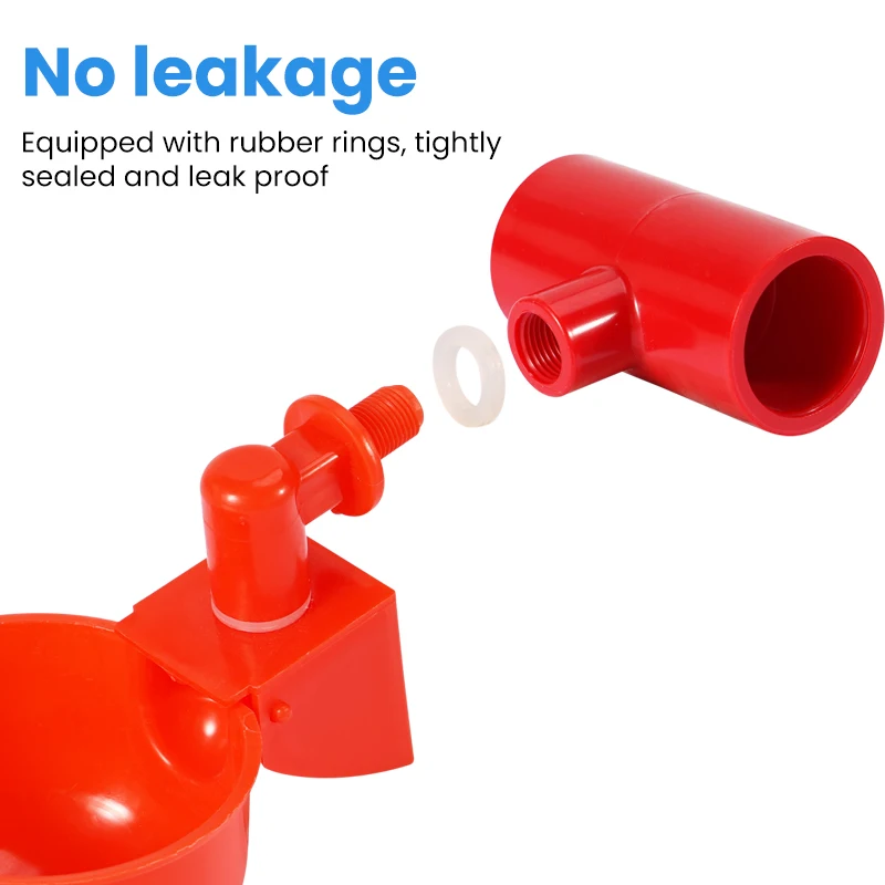 Bebedero automático de agua para pollos, bebedero de plástico para aves de corral con tubo de 1/2 pulgadas, sistema de agua potable para gallinero, 4 Uds. - imagen 5