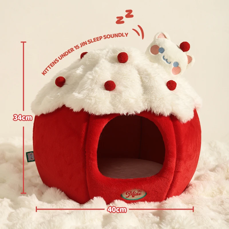 HOOPET Casa cálida para gatos para invierno, tienda para gatitos cerrada con gran espacio, cama segura y acogedora para las cuatro estaciones, cama ecológica para mascotas - imagen 4