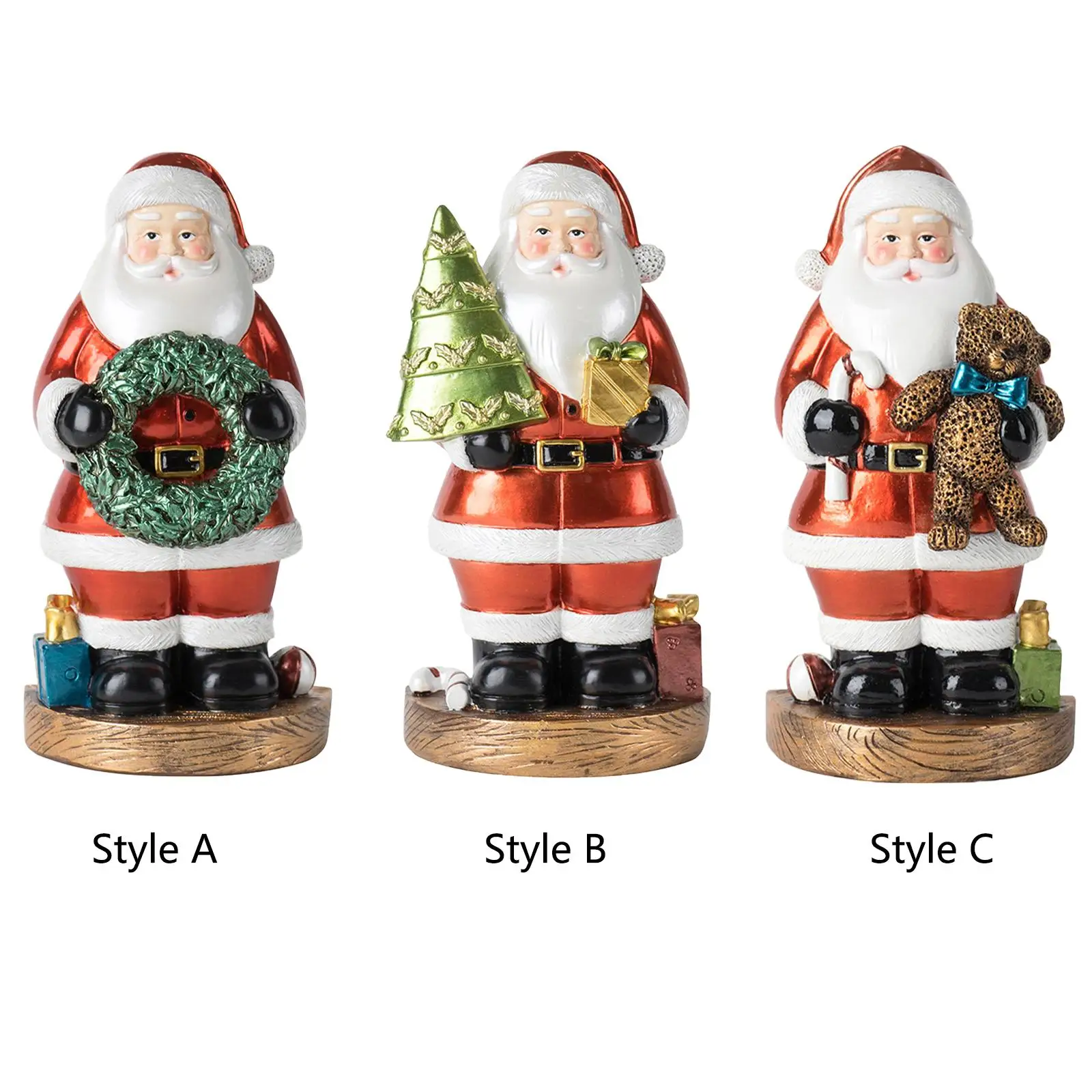 Santa Claus Statue Ornament Crafts Collectible Resin Figurine Decorative Sculpture for Office Desk Desktop Shelf Living Room