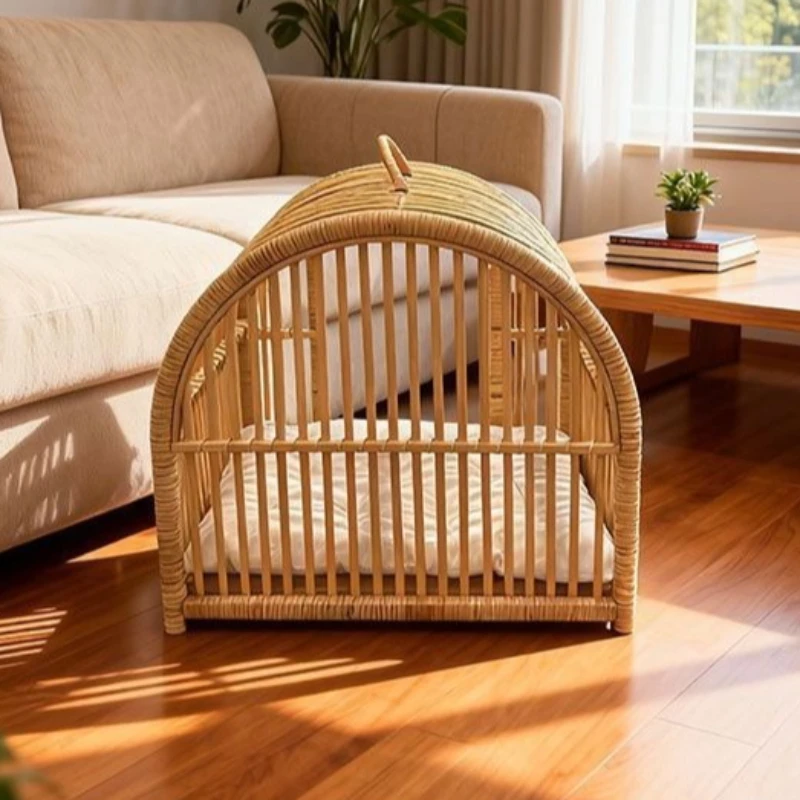 Cama de ratán para perros y gatos tejida a mano transpirable - imagen 5