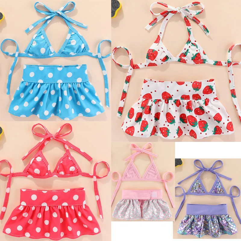 Conjunto de vestido de moda para perros pequeños, ropa para perros de sirena, traje de baño de bikini para niñas para perros pequeños, Yorkshire Terrier, falda para cachorros, verano