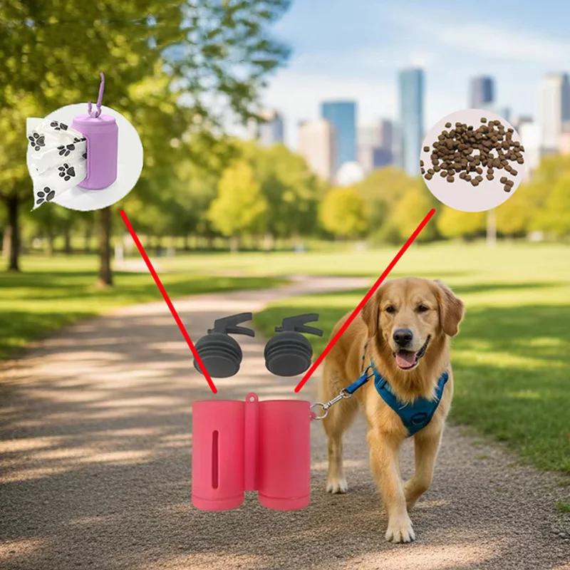 Bolsa 2 en 1 portátil para premios de perro y dispensador desechos - imagen 5