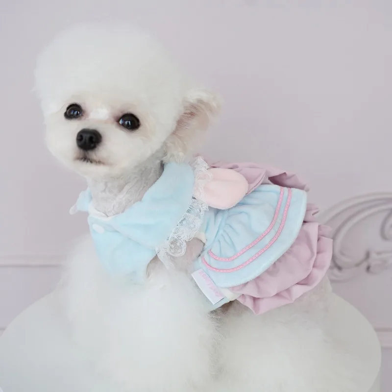Vestido princesa invierno de felpa con lazo para perros pequeños - imagen 4