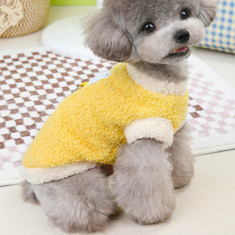 Ropa cálida de invierno para perros con anillo en D, abrigo de felpa para perros pequeños y medianos, ropa suave para cachorros, ropa para Chihuahua Yorkie, suministro para mascotas - imagen 2