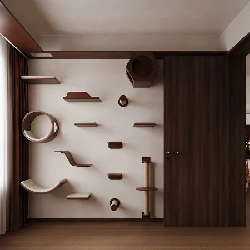 Estante de pared en forma de gato Estante de pared de madera natural Estante de pared adecuado para salas de estar Para usar con mascotas - imagen 3