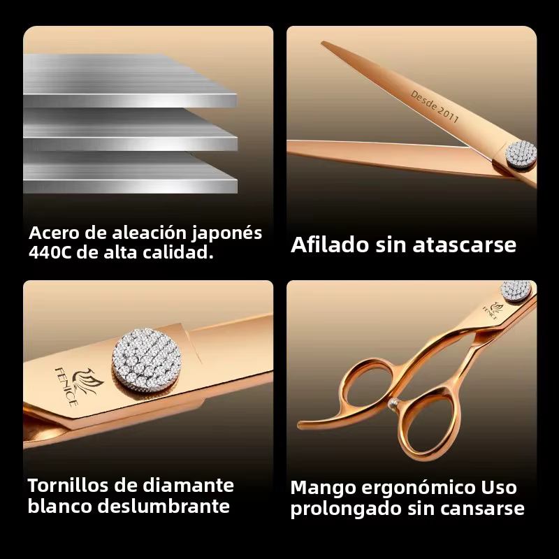 Tijeras de peluquería canina para perros - rectas curvas y entresacar