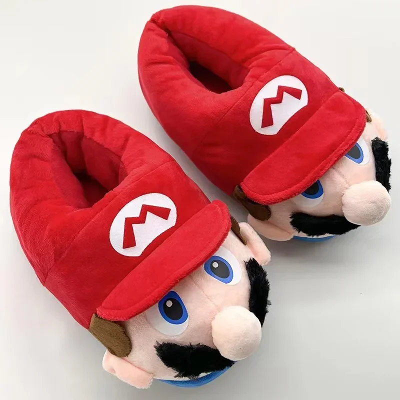 Zapatillas de Anime Super Marios Bros para hombre y mujer, zapatos divertidos y bonitos de Peluche para el hogar, zapatillas de interior Kawaii, regalo - imagen 2