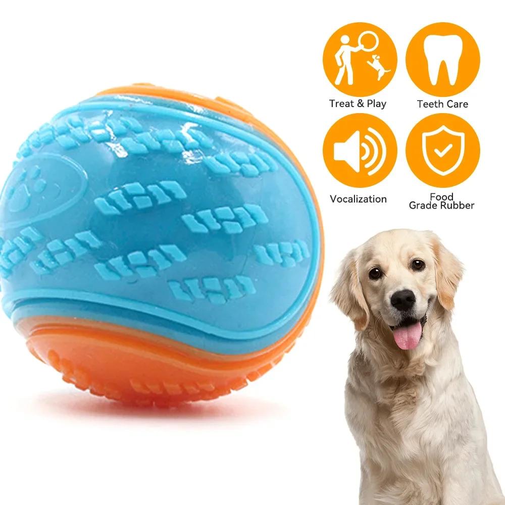 Pelotas de juguete chirriantes para perros, pelota para masticar hinchable duradera de goma fuerte, resistente a mordeduras, juguete con sonido para entrenamiento de cachorros, limpieza de dientes, suministros para mascotas - imagen 2