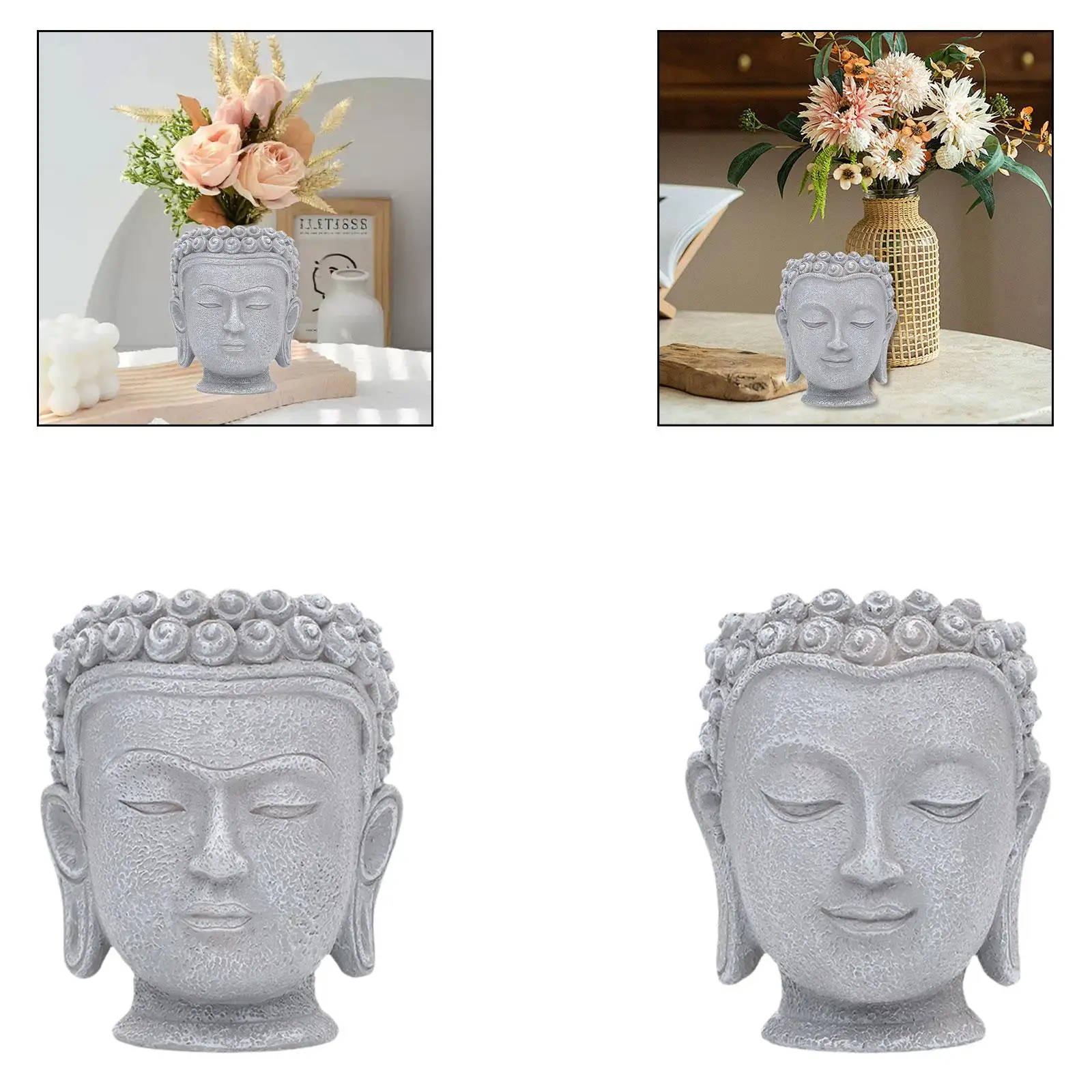 Maceta con cabeza de Buda, maceta para plantas de interior, decoración de regalo, escultura para centro de mesa, hogar, jardín, escritorio y oficina - imagen 4