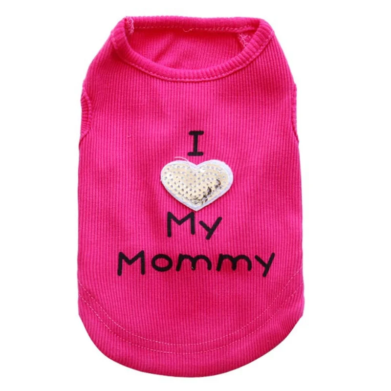 Suministros para mascotas, ropa para perros pequeños, chaleco de peluche con letras de padre y madre, primavera, verano y otoño - imagen 2