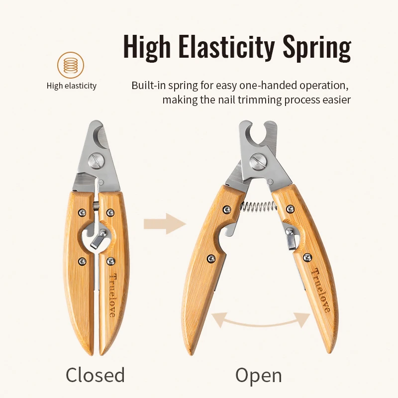 Truelove-cortadora de uñas profesional de bambú para mascotas, cortadora de cuidado de perros de acero inoxidable ecológica, seguridad TLK27131 - imagen 4