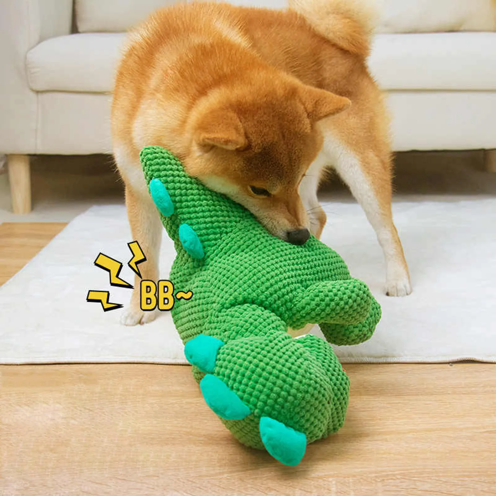 Juguete dinosaurio chirriante perros mordedores – Duradero interactivo - imagen 4