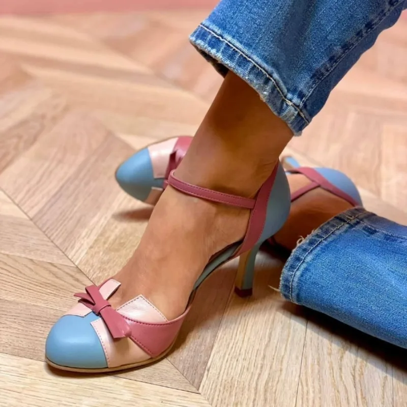 Zapatos tacón bajo para perros y gatos redondos con lazo y hebilla - imagen 2