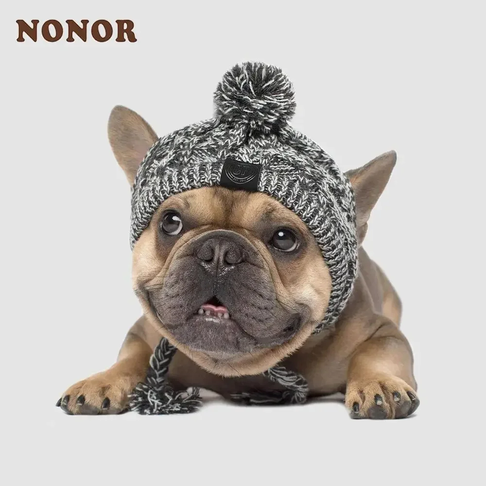 NONOR-Sombrero de invierno tejido para perro, gorro cálido para Bulldog Francés, Chihuahua, disfraz de cachorro, accesorios para mascotas, envío directo - imagen 2