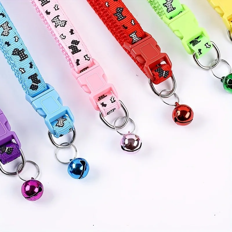 Collar de gato personalizado con nombre grabado y número de teléfono, etiqueta de identificación, patrón de hueso con estampado de pata brillante ajustable para perros pequeños y gatos - imagen 3