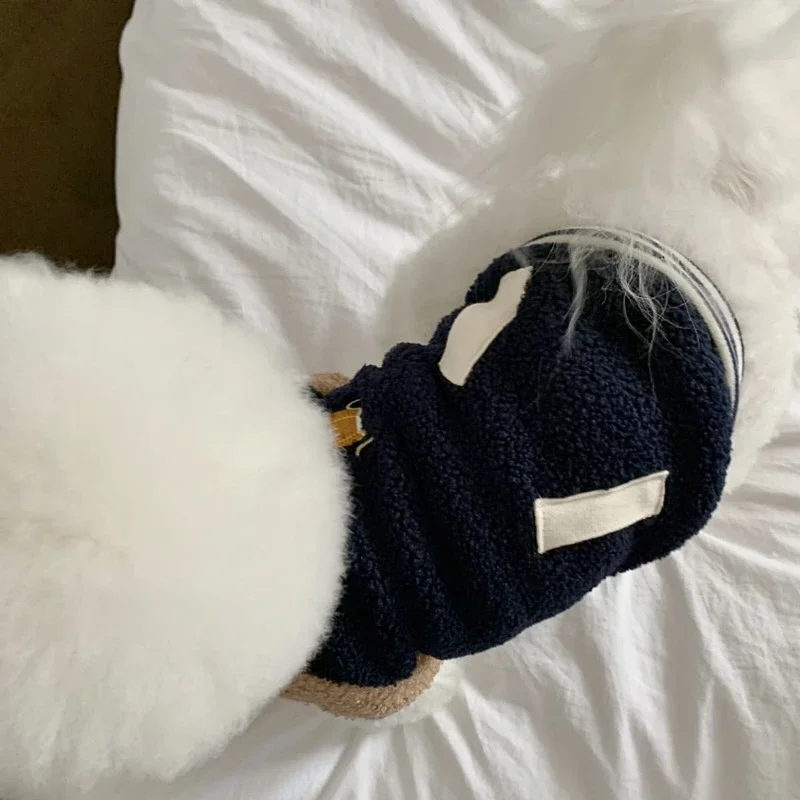 Ropa de béisbol para mascotas, chaquetas para perros, Sudadera con capucha de invierno, ropa cálida de dos pies de Pomerania, Jersey suave de peluche, ropa bonita para perros - imagen 5