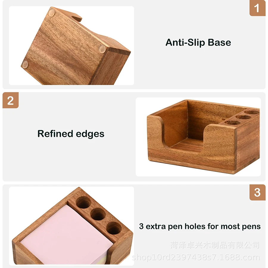 Organizador de Escritorio de Madera con 3 Portaplumas y Porta Notas - imagen 5