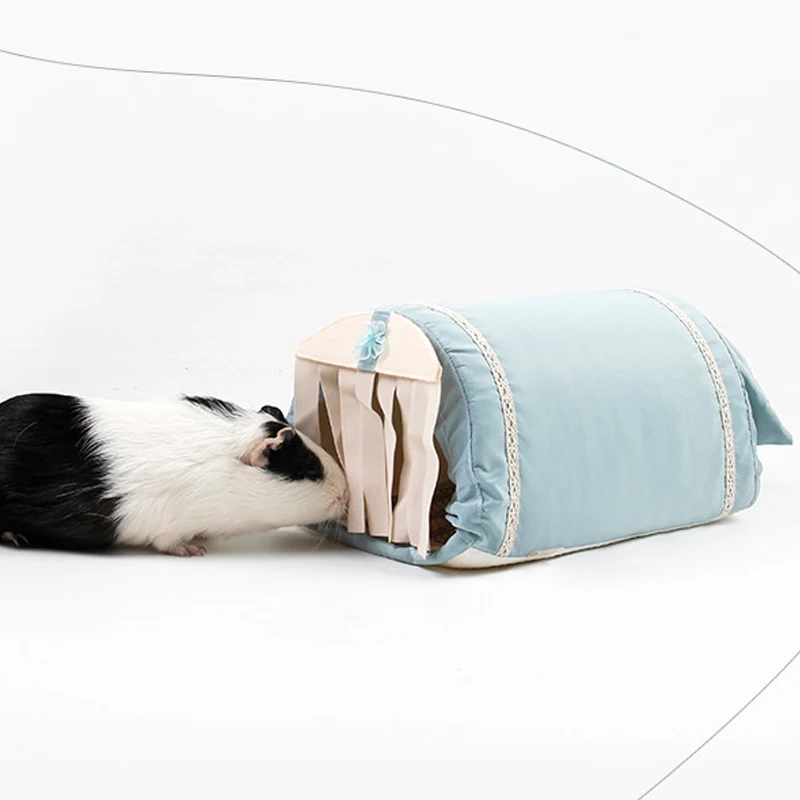 Túnel de conejillo de indias, túneles y tubos de conejo para mascotas, juguete de tubo de escondite para animales pequeños con almohadillas de felpa cálidas y almohadillas frescas para las cuatro estaciones - imagen 3