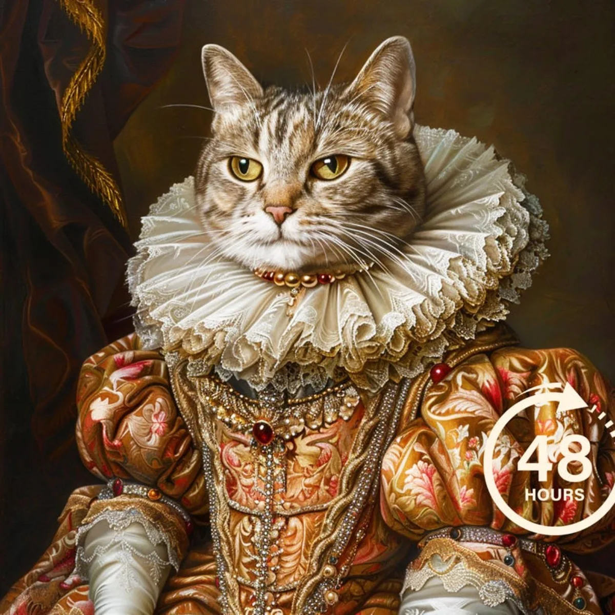 ATUBAN Retrato de mascota real personalizado, Retrato de mascota, Retrato de perro real, Regalo de retrato de mascota, Retrato de mascota renacentista, Regalo del Día de San Valentín