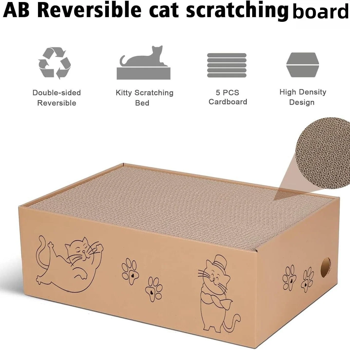 5 paquetes en 1 caja de cartón rascador para gatos para gatos de interior, caja de cartón para rascar gatos para gatos y gatitos de interior - imagen 4