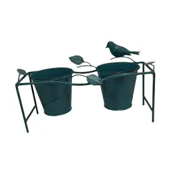 Soporte de maceta de Metal doble, contenedor de flores de diseño Vintage para decoración de balcón, porche y sala de estar