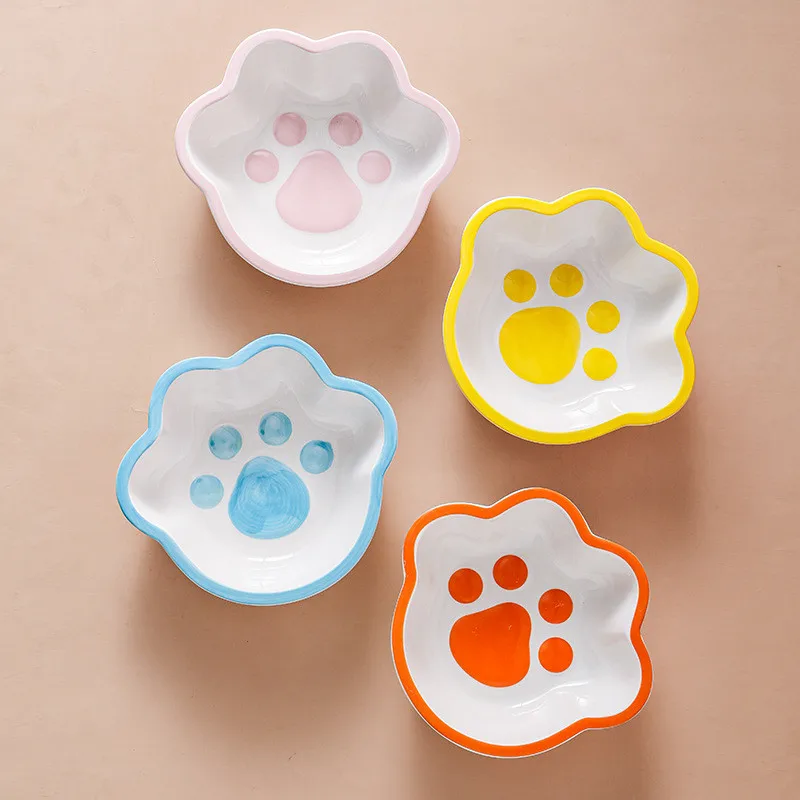 Nuevo Cuenco de cerámica con garra para gato, bonito alimentador para mascotas, cuenco para comida para mascotas, cuenco individual, suministros para gatos - imagen 2
