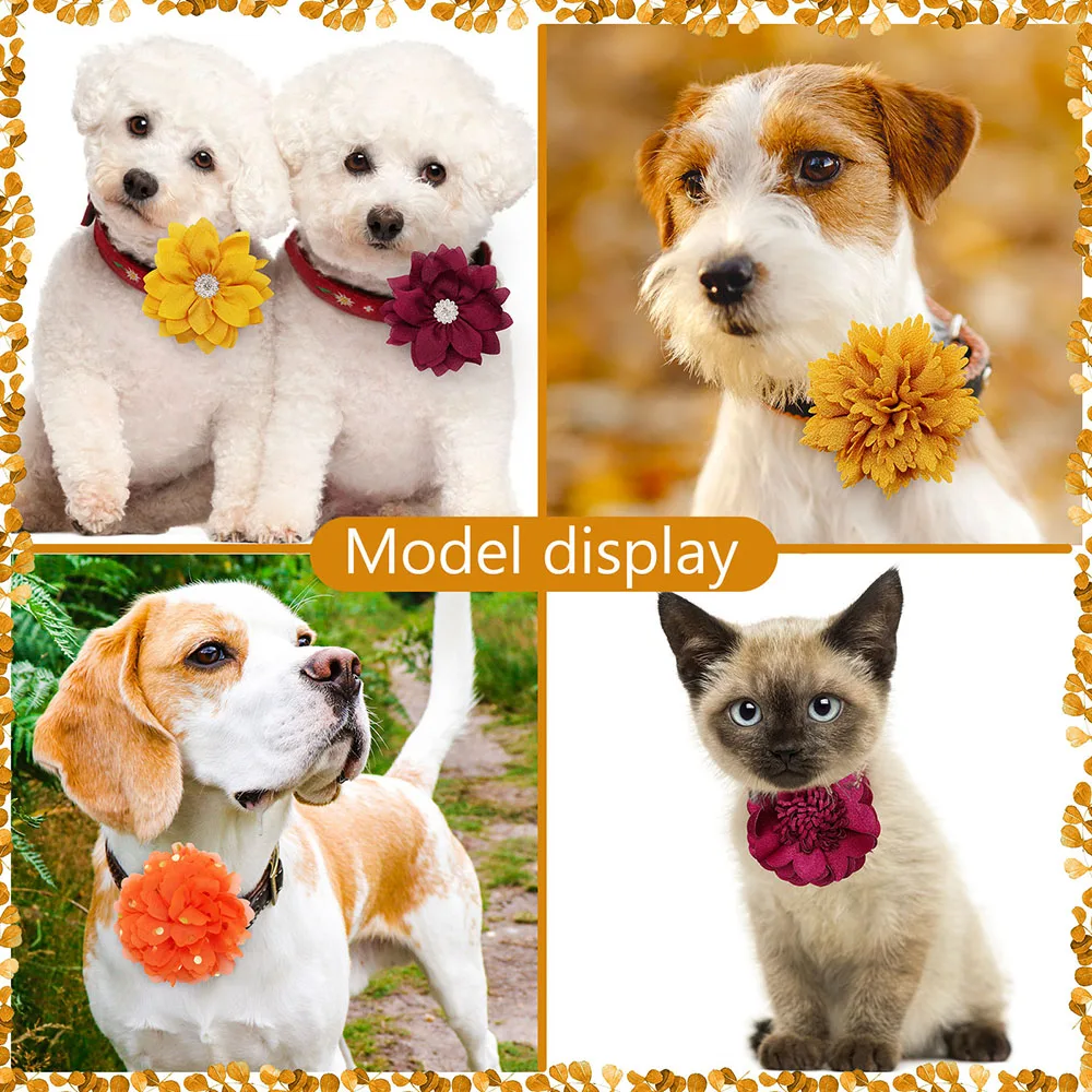 Accesorios de Acción de Gracias para perros, Collar de pajaritas deslizables para mascotas, pajarita naranja, productos de aseo para mascotas, 50 piezas - imagen 3