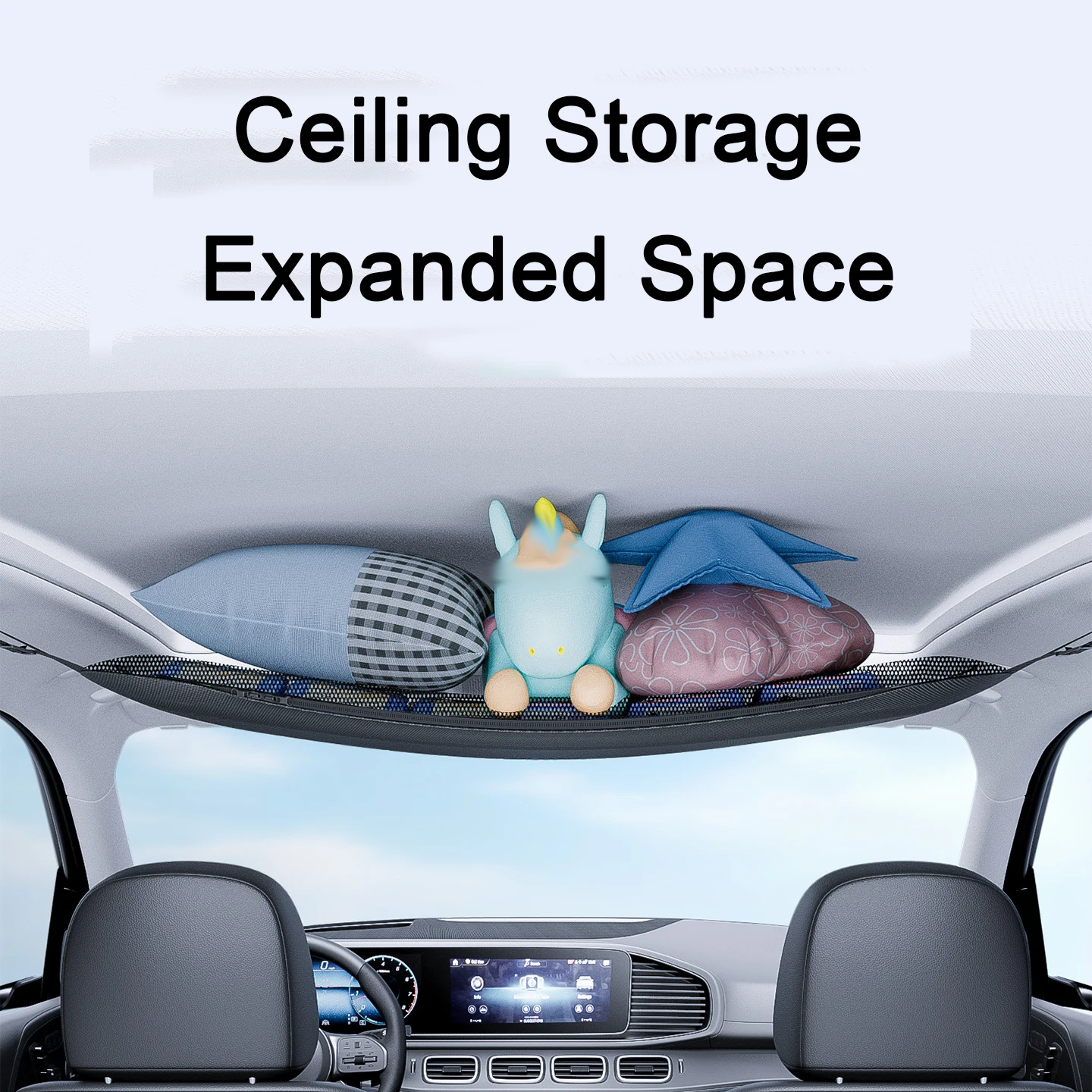 Car Roof Storage Bag Net Pocket Universal Ceiling Cargo Organizer For SUV Truck Adjustable Auto Travel Interior Accessories - imagen 3